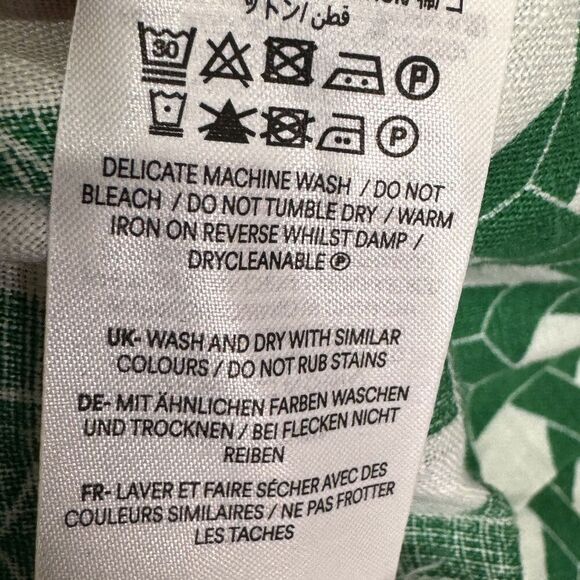 Boden Dress Womens 2P Green White Geometric Sleeveless Midi 100% Linen Pockets - Picture 10 of 10